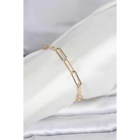 CM 14K Gold Renk Kalın Ataç Zincir Model Kadın Bileklik - TJ-BB8296