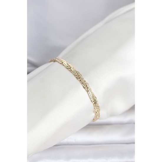 CM 14K Gold Renk Ezme Sarmal Zincir Model Kadın Bileklik - TJ-BB8299