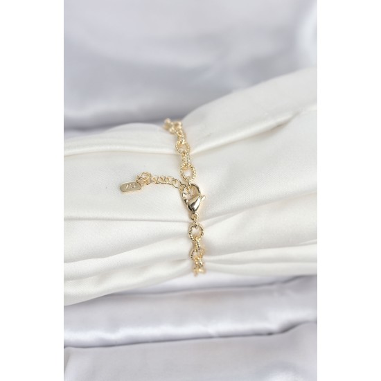 CM 14K Gold Renk Lazerli Halka Model Kadın Bileklik - TJ-BB8300