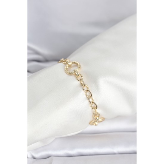 CM 14K Gold Renk Lazerli Halka Model Kadın Bileklik - TJ-BB8300