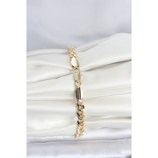 CM 14K Gold Renk Yassı Zincir Model Kadın Bileklik - TJ-BB8305