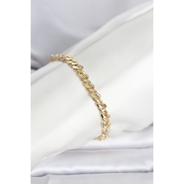 CM 14K Gold Renk Yassı Zincir Model Kadın Bileklik - TJ-BB8305