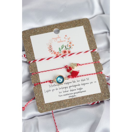 Marteniçka Bileklik 3'lü Püsküllü ve Nazarlı Model - TJ-BB8310