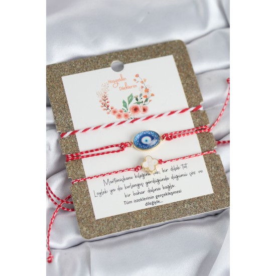 Marteniçka Bileklik 3'lü Yonca ve Nazarlı Model - TJ-BB8311