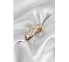 Zirkon Taşlı Sarmal Sedefli Gold Renk Kadın Yüzük - TJ-BYK3927