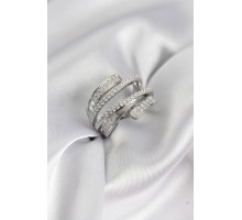 Sarmal Zirkon Baget Taşlı Gümüş Renk Kadın Yüzük - TJ-BYK3929