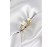 Zirkon Taşlı Kemik Model Gold Renk Kadın Yüzük - TJ-BYK3932