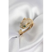 Jaguar Model Gold Renk Zirkon Taşlı Kadın Yüzük TJ-BYK3934