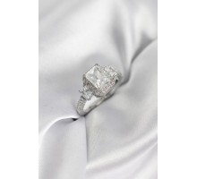 Gümüş Renk Kare Baget Zirkon Taşlı Tek Taş Model Kadın Yüzük - TJ-BYK3937