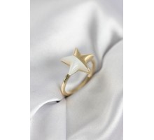 Gold Renk Sedefli Yıldız Model Kadın Yüzük - TJ-BYK3940