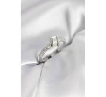 Zirkon Taşlı Sedefli Gümüş Renk Kadın Yüzük - TJ-BYK3941