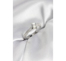 Zirkon Taşlı Sedefli Gümüş Renk Kadın Yüzük - TJ-BYK3941