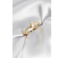 Zirkon Taşlı Sedefli Gold Renk Kadın Yüzük - TJ-BYK3942