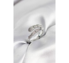 Gümüş Renk Zirkon Taşlı Yılan Model Kadın Yüzük - TJ-BYK3950