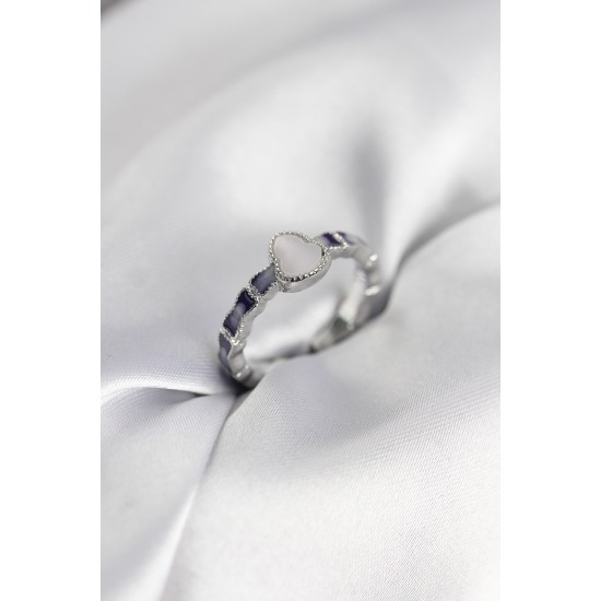 Gümüş Renk Mineli Su Kabağı Model Kadın Yüzük - TJ-BYK3954