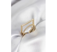 Gold Renk Sedefli Zirkon Taşlı 2'li Kadın Yüzük - TJ-BYK3955