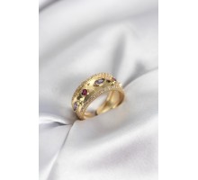 Gold Renk Zirkon Taşlı Vintage Kadın Yüzük - TJ-BYK3959
