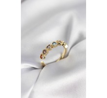 Gold Renk Kalp Model Renkli Zirkon Taşlı Kadın Yüzük - TJ-BYK3963