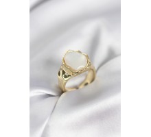 Gold Renk Beyaz Taşlı Vintage Kadın Yüzük - TJ-BYK3964