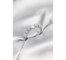 Gümüş Renk Minimal Plaka ve Zirkon Taşlı Kadın Yüzük - TJ-BYK3967