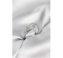 Baget Zirkon Taşlı Gümüş Renk Kadın Yüzük - TJ-BYK3968