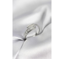 Baget Zirkon Taşlı Gümüş Renk Kadın Yüzük - TJ-BYK3968