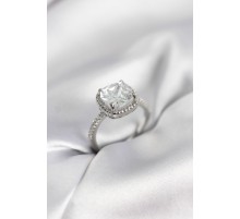 Kare Tek Taş Model Zirkon Taşlı Gümüş Renk Kadın Yüzük - TJ-BYK3969