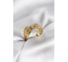 Gold Renk Zirkon Taşlı Zincir Model Kadın Yüzük - TJ-BYK3971