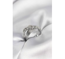 Gümüş Renk Zirkon Taşlı Zincir Model Kadın Yüzük - TJ-BYK3972