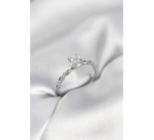 Gümüş Renk Sarmal Zincir Model Tek Taş Model Zirkon Taşlı Kadın Yüzük - TJ-BYK3976