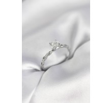 Gümüş Renk Sarmal Zincir Model Tek Taş Model Zirkon Taşlı Kadın Yüzük - TJ-BYK3976