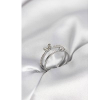 Gümüş Renk 2'li Zirkon Taşlı Kelebek Model Kadın Yüzük - TJ-BYK3978