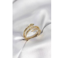 Yılan Model Gold Renk Zirkon Taşlı Kadın Yüzük - TJ-BYK3979