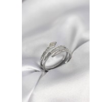 Yılan Model Gümüş Renk Zirkon Taşlı Kadın Yüzük - TJ-BYK3980