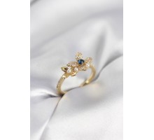 Gold Renk Çiçek Model Zirkon Taşlı Kadın Yüzük - TJ-BYK3983