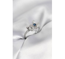 Gümüş Renk Çiçek Model Zirkon Taşlı Kadın Yüzük - TJ-BYK3984