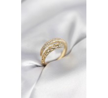 Gold Renk Zirkon Taşlı Sarmal Kadın Yüzük - TJ-BYK3985