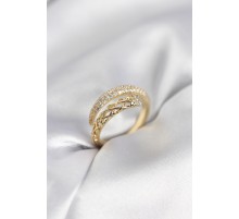 Gold Renk Zirkon Taşlı Sarmal Kadın Yüzük - TJ-BYK3985