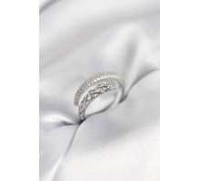 Gümüş Renk Zirkon Taşlı Sarmal Kadın Yüzük - TJ-BYK3986