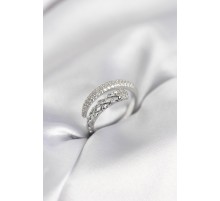 Gümüş Renk Zirkon Taşlı Sarmal Kadın Yüzük - TJ-BYK3986