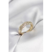 Zirkon Taşlı Puntalı Gold Renk Kadın Yüzük TJ-BYK3987