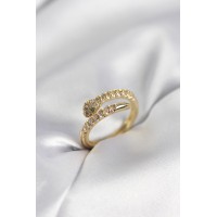 Yılan Model Gold Renk Zirkon Taşlı Kadın Yüzük TJ-BYK3989
