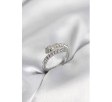 Yılan Model Gümüş Renk Zirkon Taşlı Kadın Yüzük - TJ-BYK3990