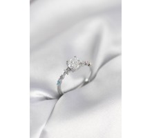 Tek Taş Model Zirkon Taşlı Gümüş Renk Kadın Yüzük - TJ-BYK3994