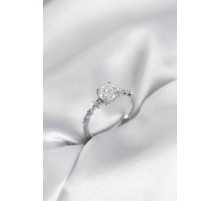 Tek Taş Model Zirkon Taşlı Gümüş Renk Kadın Yüzük - TJ-BYK3994