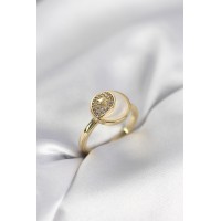 Ay Yıldız Model Gold Renk Zirkon Taşlı Kadın Yüzük TJ-BYK3995