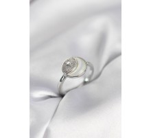 Ay Yıldız Model Gümüş Renk Zirkon Taşlı Kadın Yüzük - TJ-BYK3996