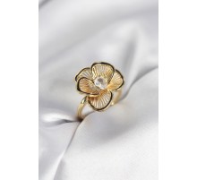 Gold Renk Çiçek Model Vintage Kadın Yüzük - TJ-BYK3997