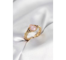 Gold Renk Pembe Damla Model Kadın Yüzük TJ-BYK3999