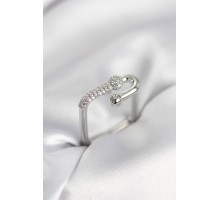 Gümüş Renk Zirkon Taşlı Tifani Model Kare Kadın Yüzük - TJ-BYK4002